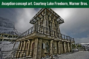 Luke Freeborn's concept art for the mountain fortress in Inception Luke Freeborn's concept art for the mountain fortress in Inception