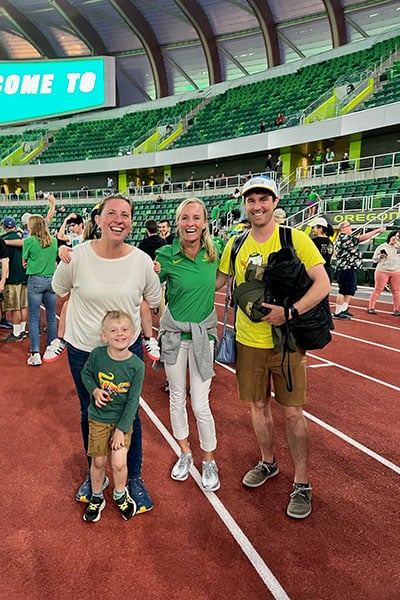 Zack Taylor and his family at Hayward Field