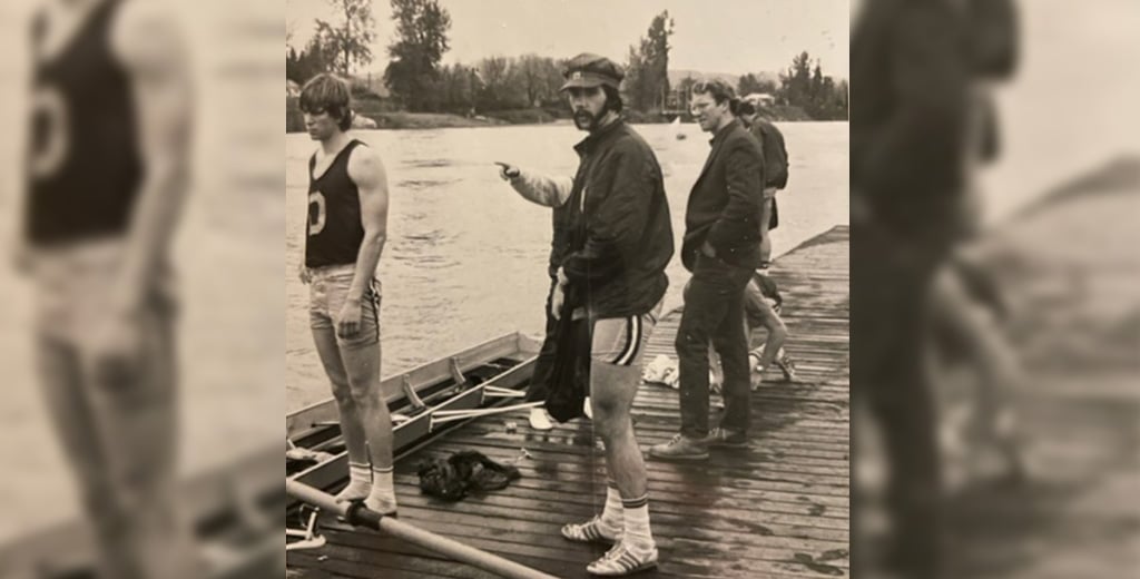Coach Costello with rowing students