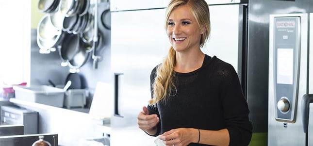 Brianne Theisen-Eaton in the kitchen