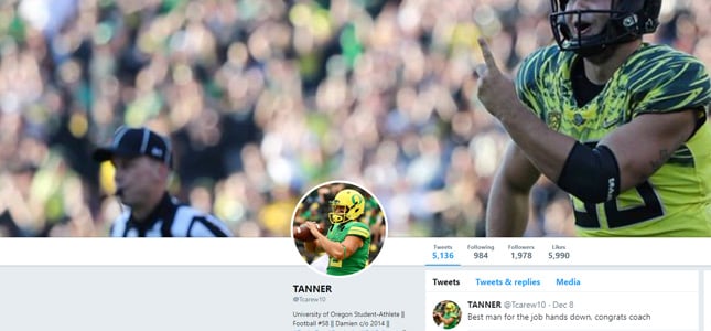 Tanner Carew twitter feed
