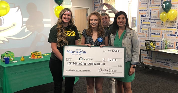 Carson Cooney Make-A-Wish check presentation