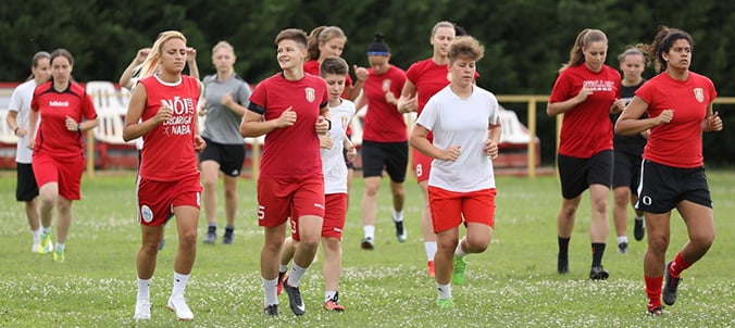 Marlo Sweatman training with her club in Hungary