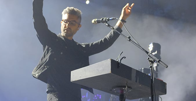 Dave Depper playing keyboard for Death Cab for Cutie