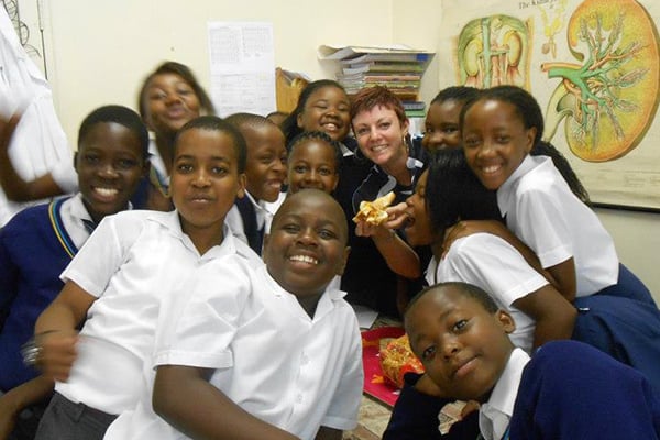 Susan Ordonez as a substitute teacher during her time with the Peace Corps