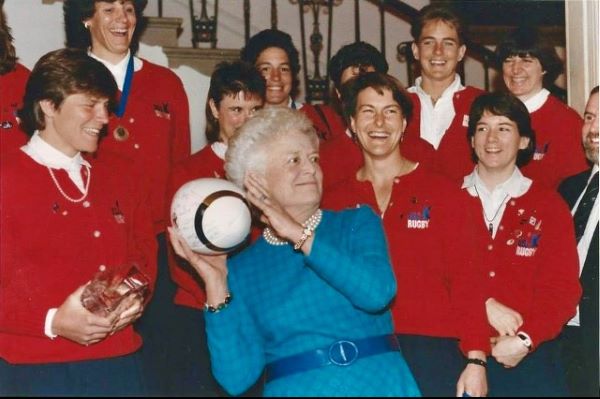 First Lady Barbara Bush hosts the 1991 World Cup Champions at the White House