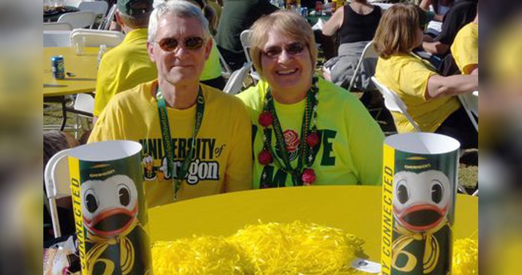 Susan Miller and her husband at a bowl tailgate
