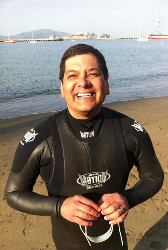 Humberto Chacon before a training swim