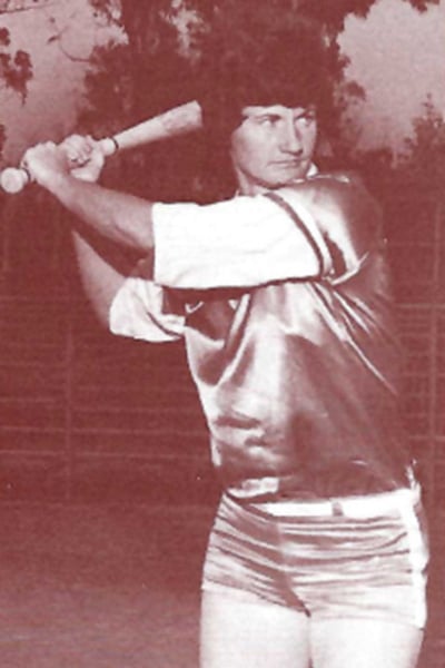 Nancy Welborn pictured at the bat