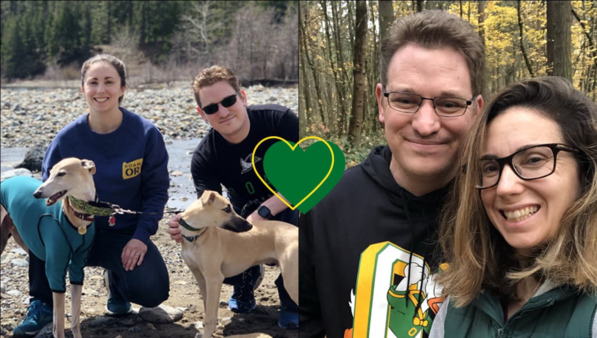 Megan and Andrew Moreland with their dogs