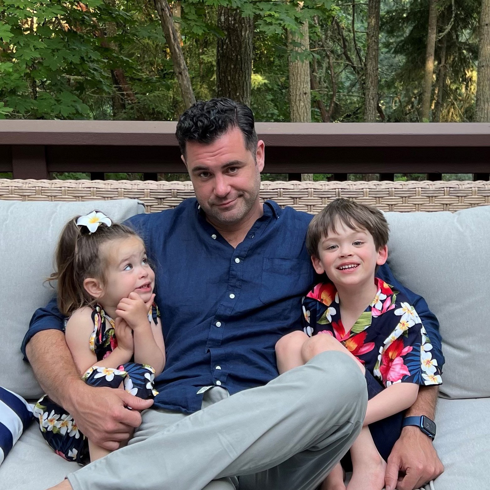 Matt Schroettnig pictured with his two children