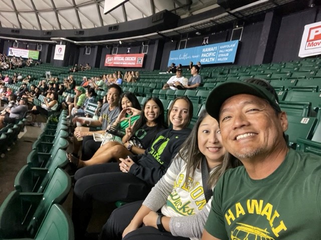 The Calabrese-Kenny-Muraoka family at a game