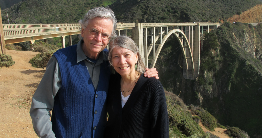 Dwight and Sylvia Lang in front of Bixby Bridge in Big Sur, California