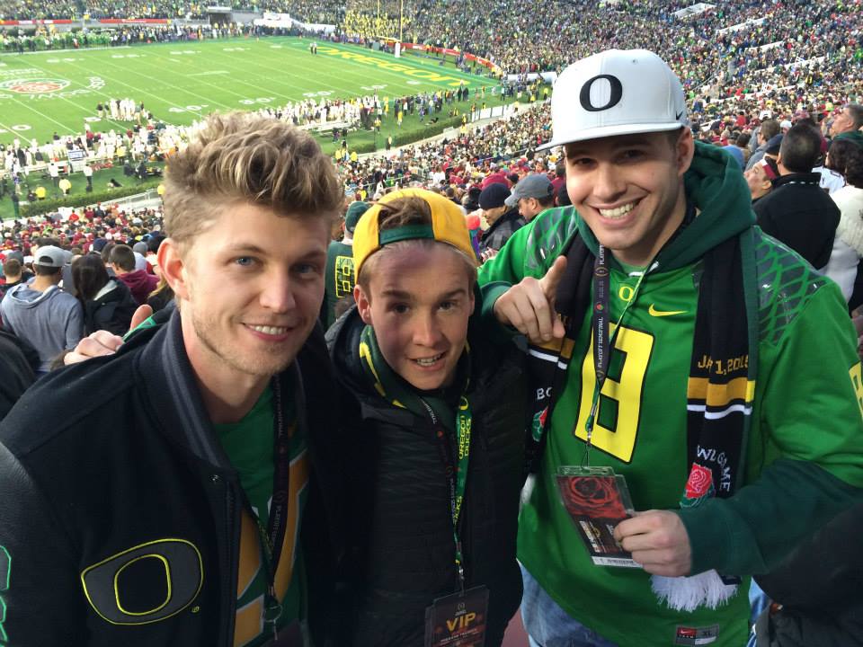 Michael Bishop Brian McAndrew Jamie Slade attend the Rose Bowl in 2010
