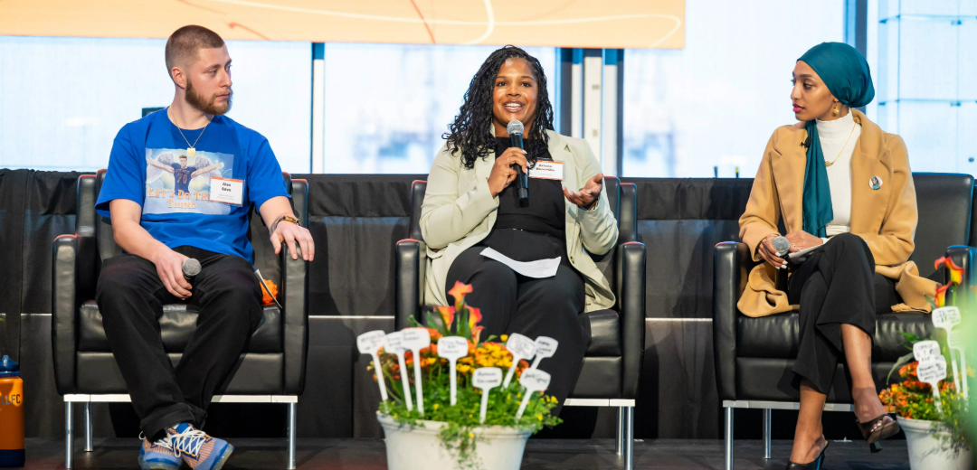 Ariana Donaville speaks at an event focused on gun violence prevention