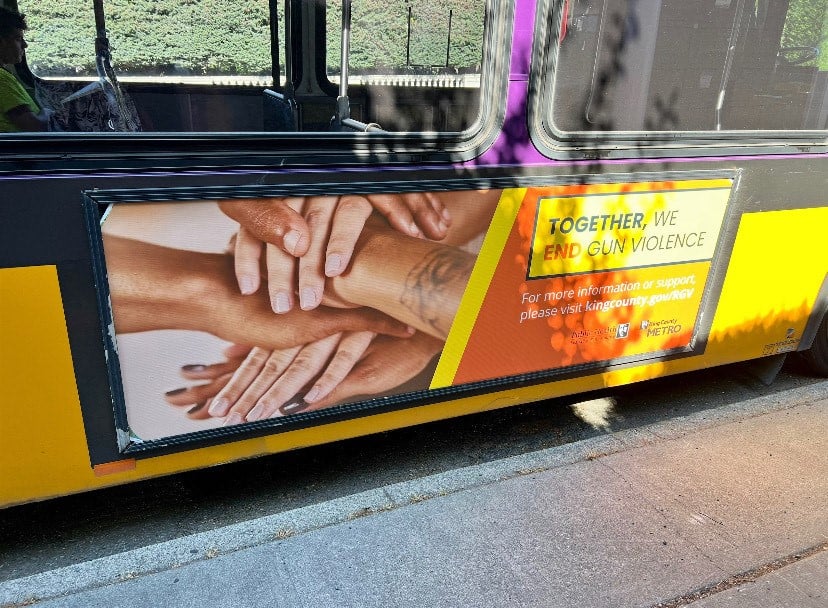 King County bus banner reading 