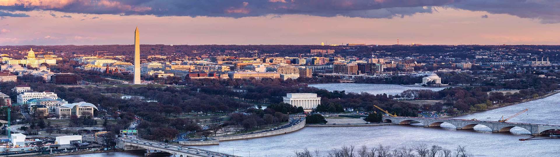 Washington Monument and city around it