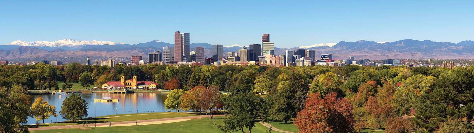 Park in Denver with skyline in the background