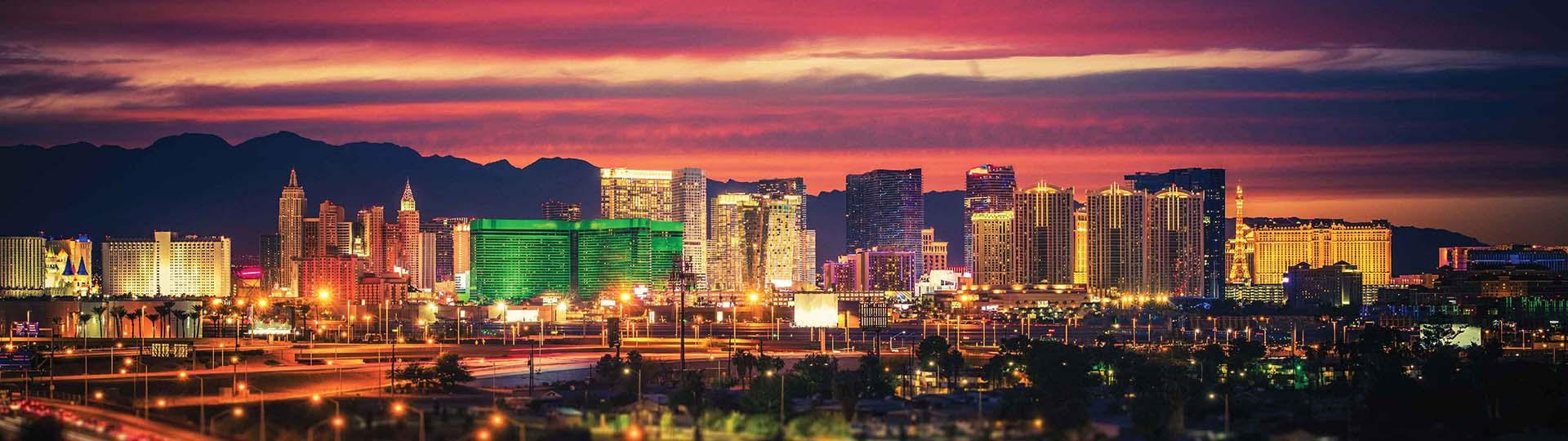 Skyline of Las Vegas lit up at night