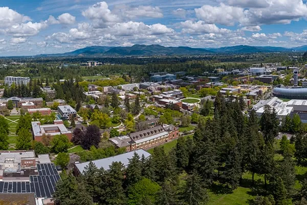 Panoramic photo of UO campus