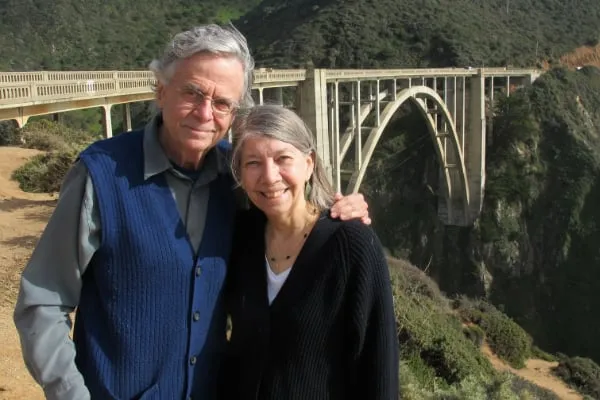 Dwight and Sylvia Lang in front of Bixby Bridge in Big Sur