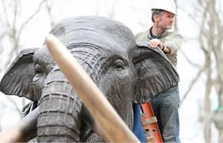 A construction worker on a Mammoth