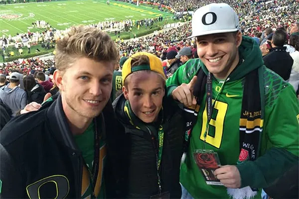 Michael Bishop, Brian McAndrew, and Jamie Slade at the 2010 Rose Bowl