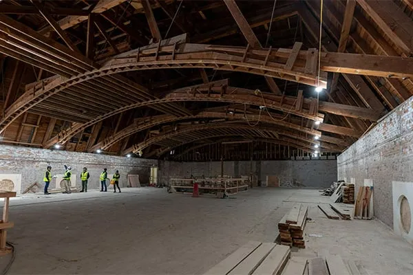 Two historic halls get down to bare bones as part of upgrade project