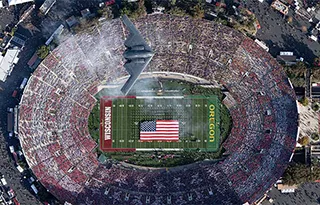 B-2 bomber over the Rose Bowl