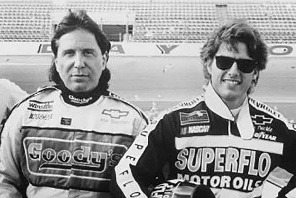 Don Simpson and Tom Cruise on the set of Days of Thunder