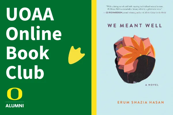 UOAA Online Book Club text next to the book cover of We Meant Well.