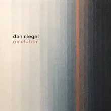 Dan Siegel - Resolution album cover. Wide, vertical, tan lines progress left to right fading into thinner blue, rust, and black stripes.