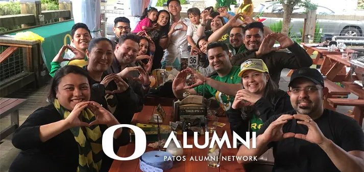 Members of University of Oregon Patos Alumni Network with logo