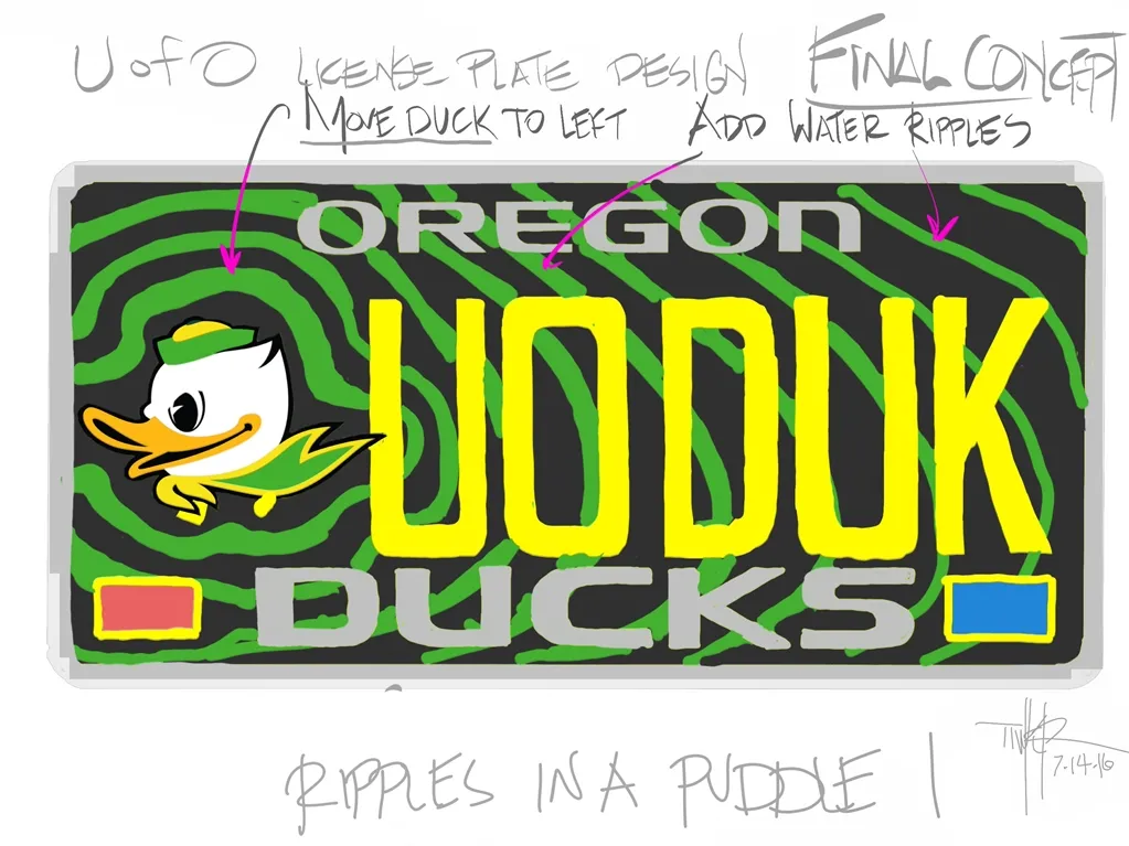 Version three mockup of UO license plate