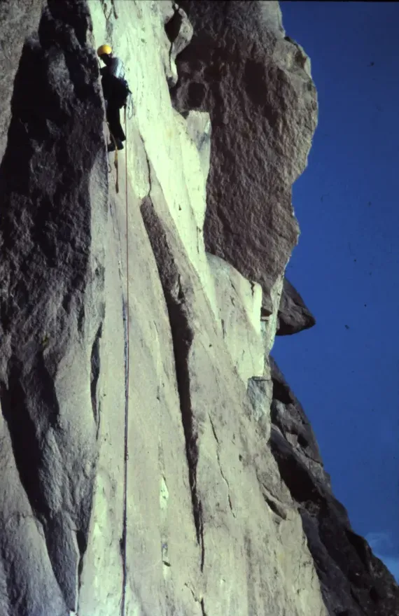Joseph Hook climbs the West Face Direct route on Monkey Face