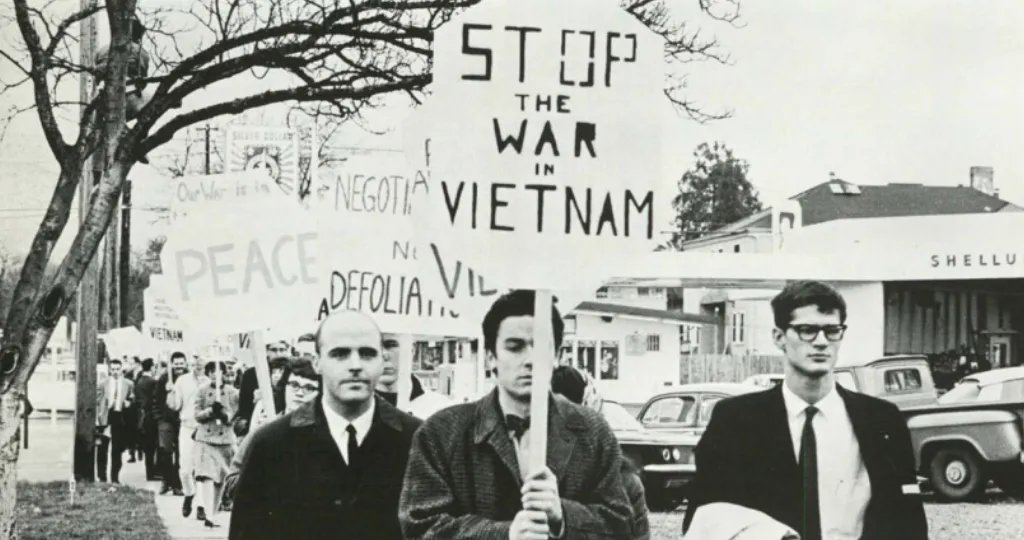Protesters in the 60s protesting against the Vietnam war