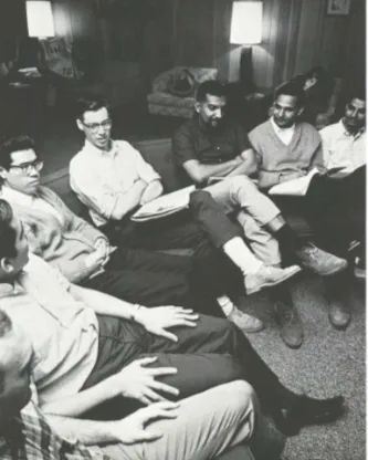 Students sitting in a circle in Hamilton-Spiller.