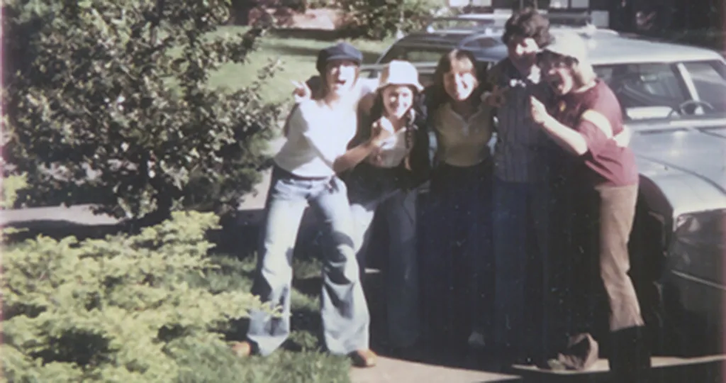 Preparing to leave Bryan's house in Milwaukie, Oregon, for a hiking weekend on Mt. Hood, their Resident Assistant Nancy DeLano, BS ’76 (leisure studies & services), captured a photo before the adventure.