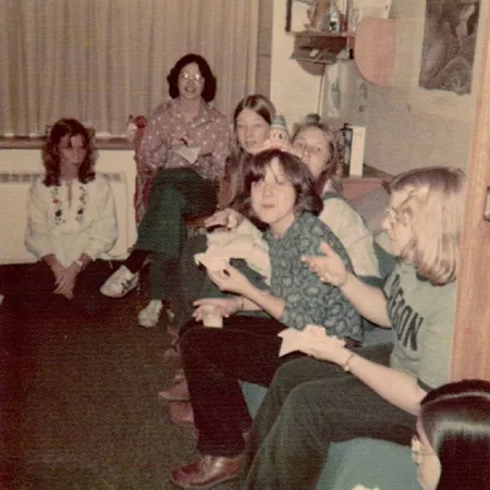 Coon, Weber, Pesio, Pavel Lentz, Bender, Bryan, and Ota in one of their Carson Hall rooms.