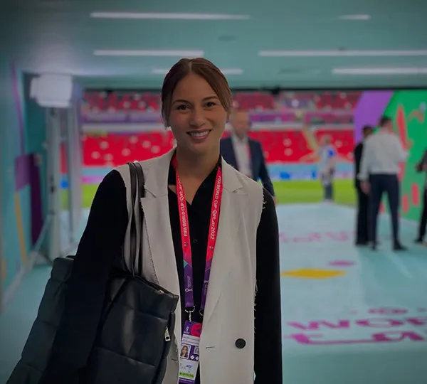 Janina Pelayo on site during production of U.S. Against the World