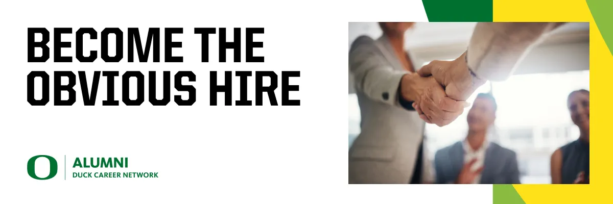 Become the Obvious Hire text next to a photo of a handshake.